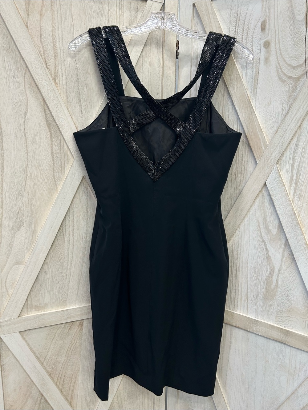 Niteline Black Mini Dress with Sequin Straps